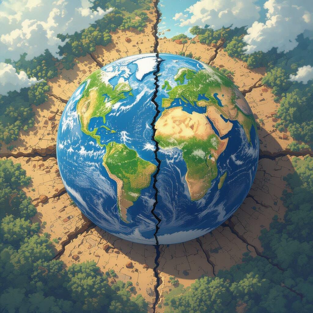 Earth Divided: Terrestrial Meets Celestial in Manga Style