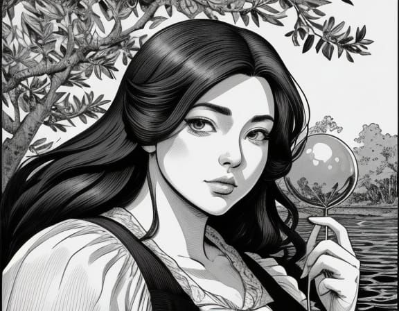 Monochrome Manga Illustration of Plus-Sized Meurte Bard