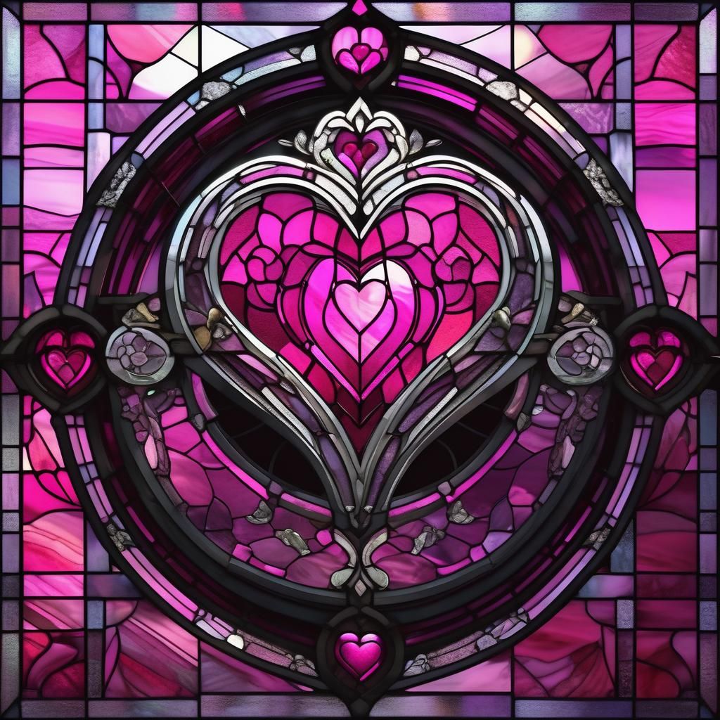 Stained Glass Heart in Art Nouveau Style