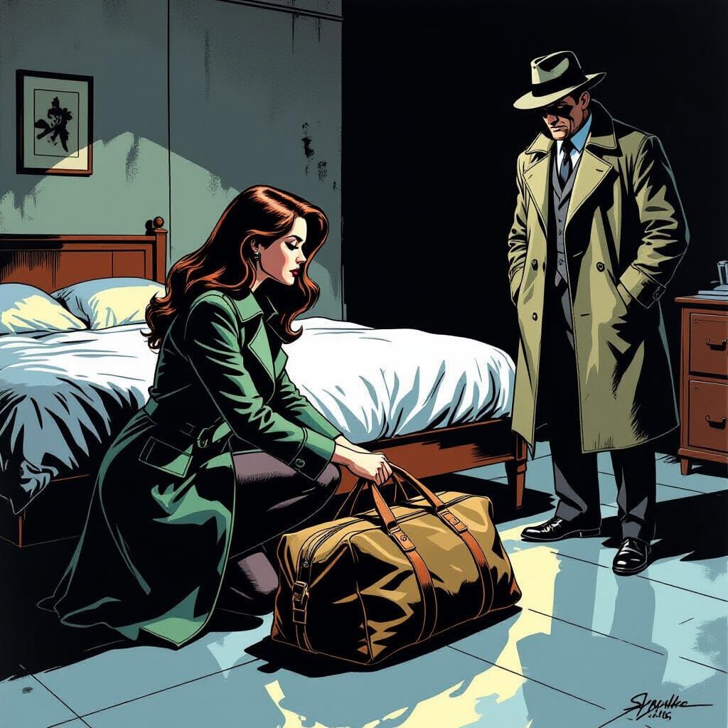 Noir Detective Scene in Army Barracks