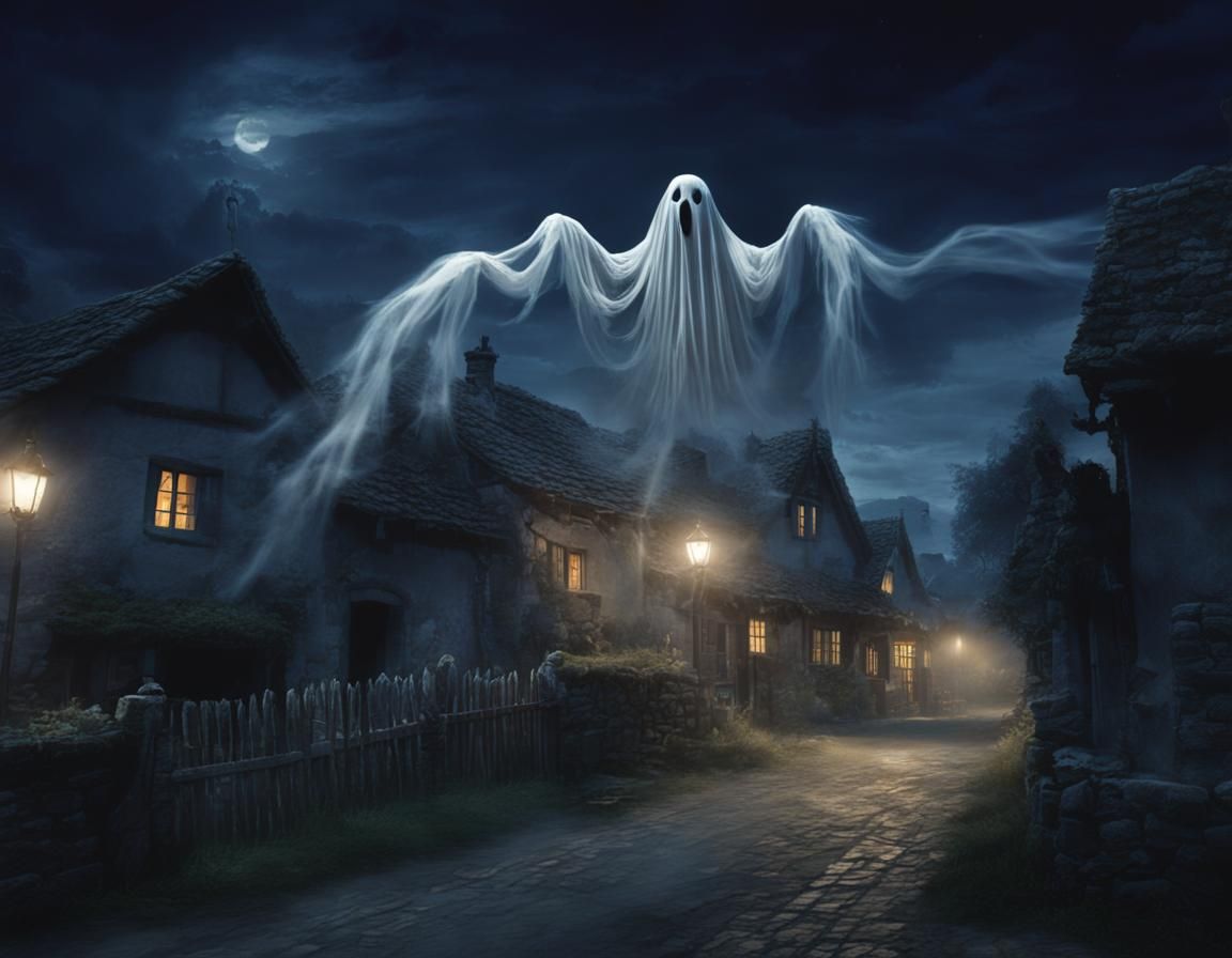 Terrifying Ghost-like Wraith Soaring Through Village