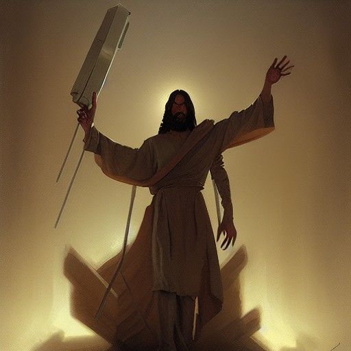 Sinister Robotic Jesus by Greg Rutkowski