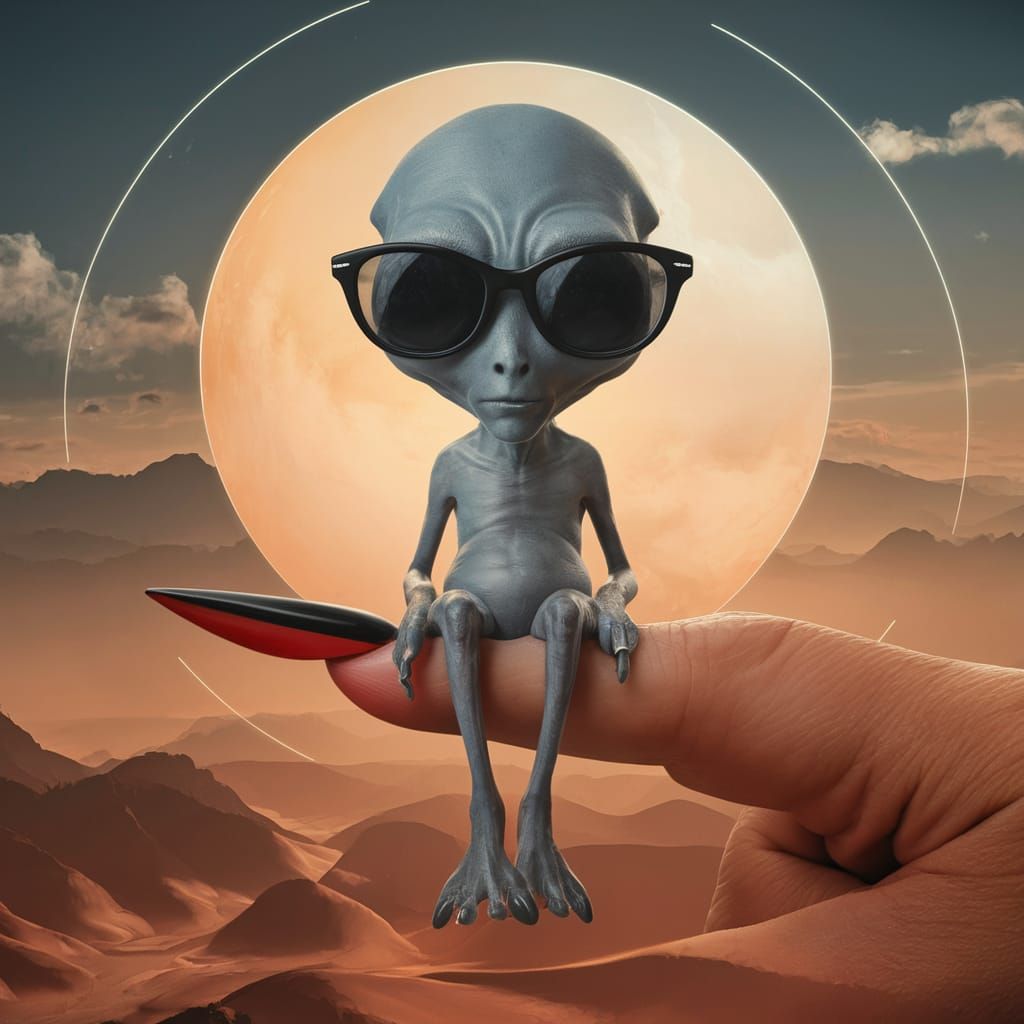 Surreal Alien Portrait in Golden Hour Lighting