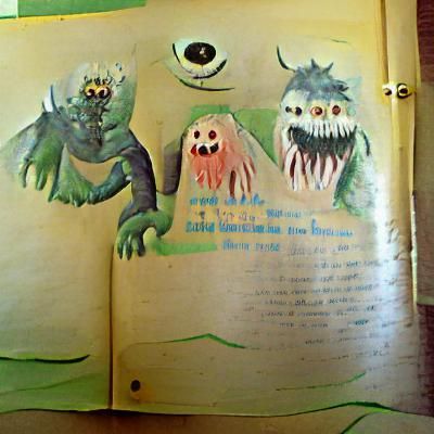 Vintage Children's Book Monster Illustration