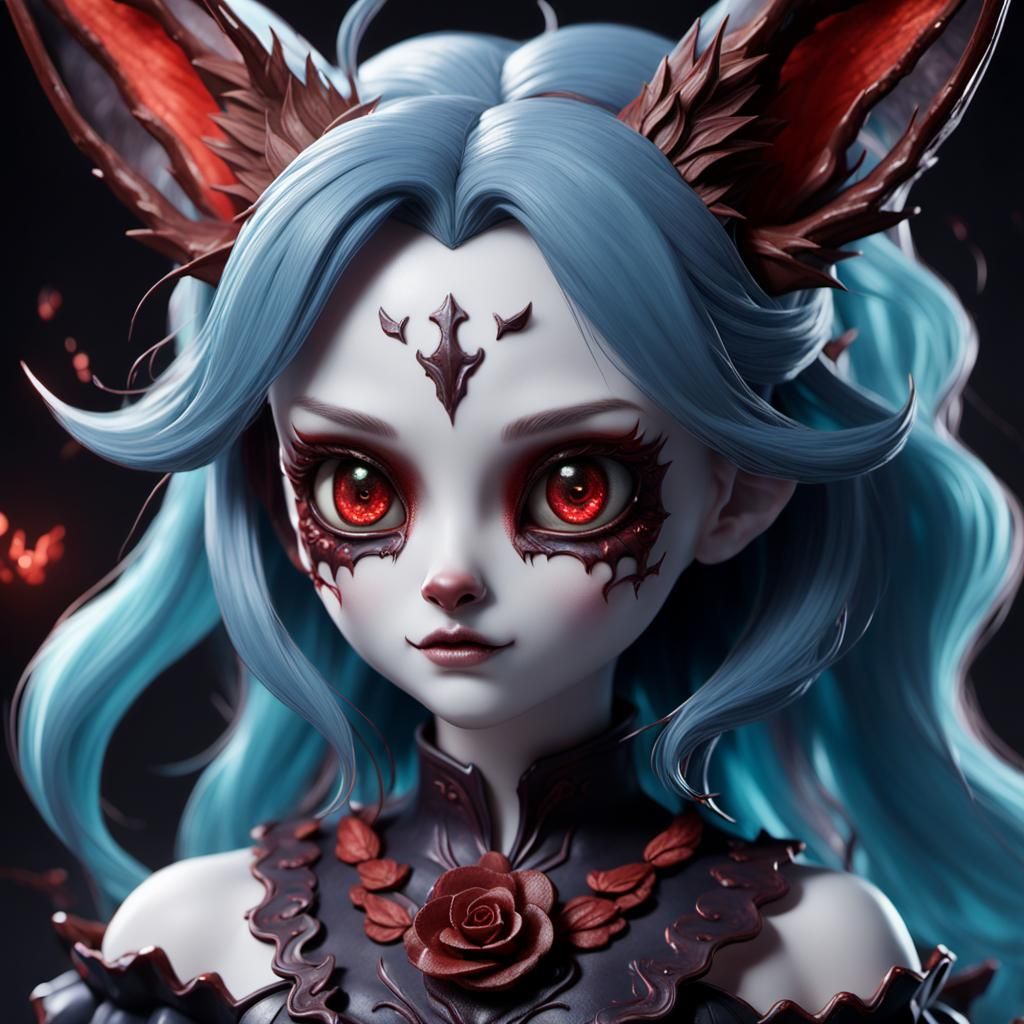 Demonic Porcelain Eevee Doll in Detailed Matte Painting