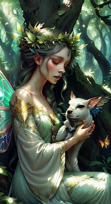 Fairy Queen Portrait in a Surrealist Oil Painting