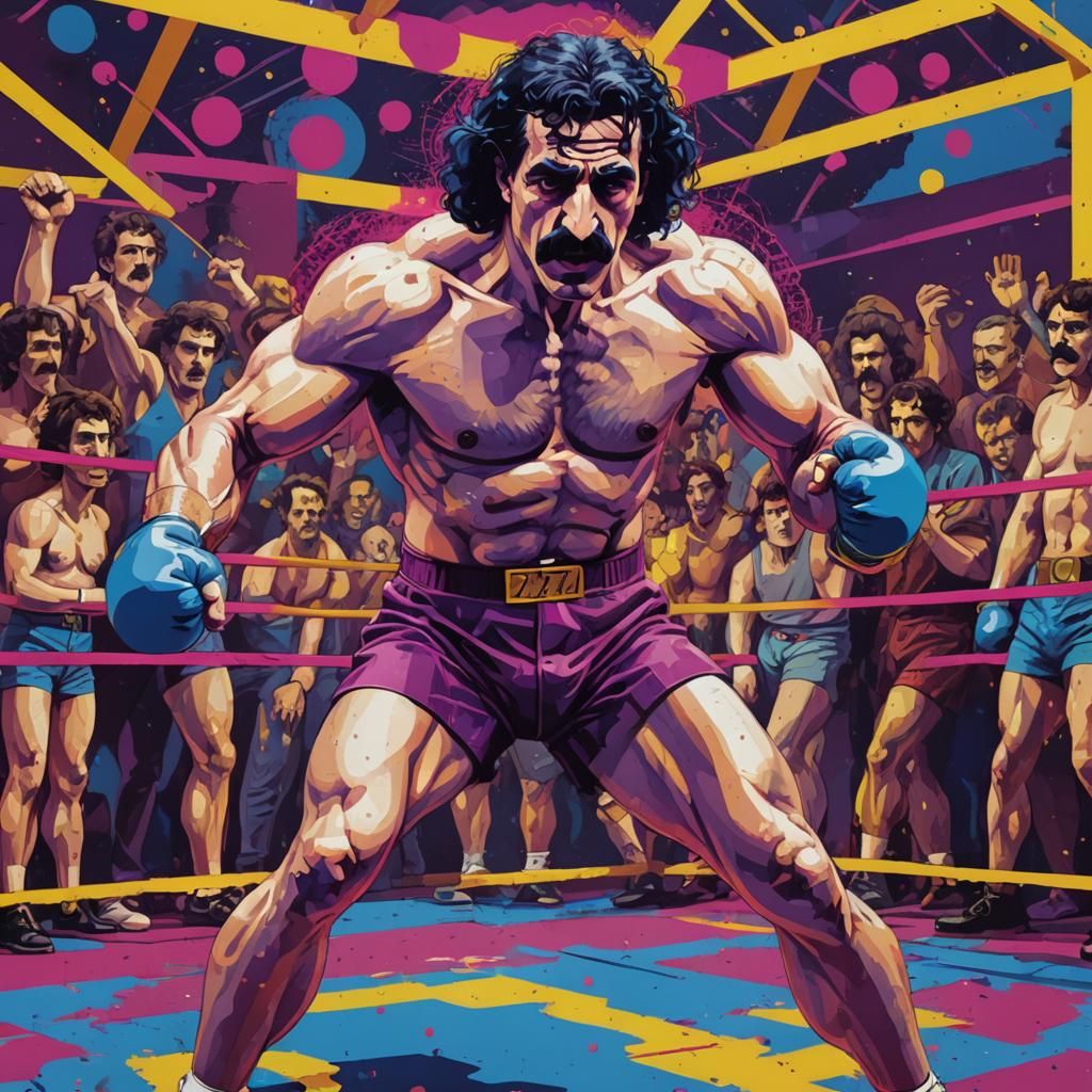 Frank Zappa Wins Boxing Match in Pop Art Style