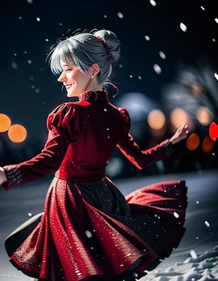 Winona Ryder Old Person Hybrid Dancing in Snowfall
