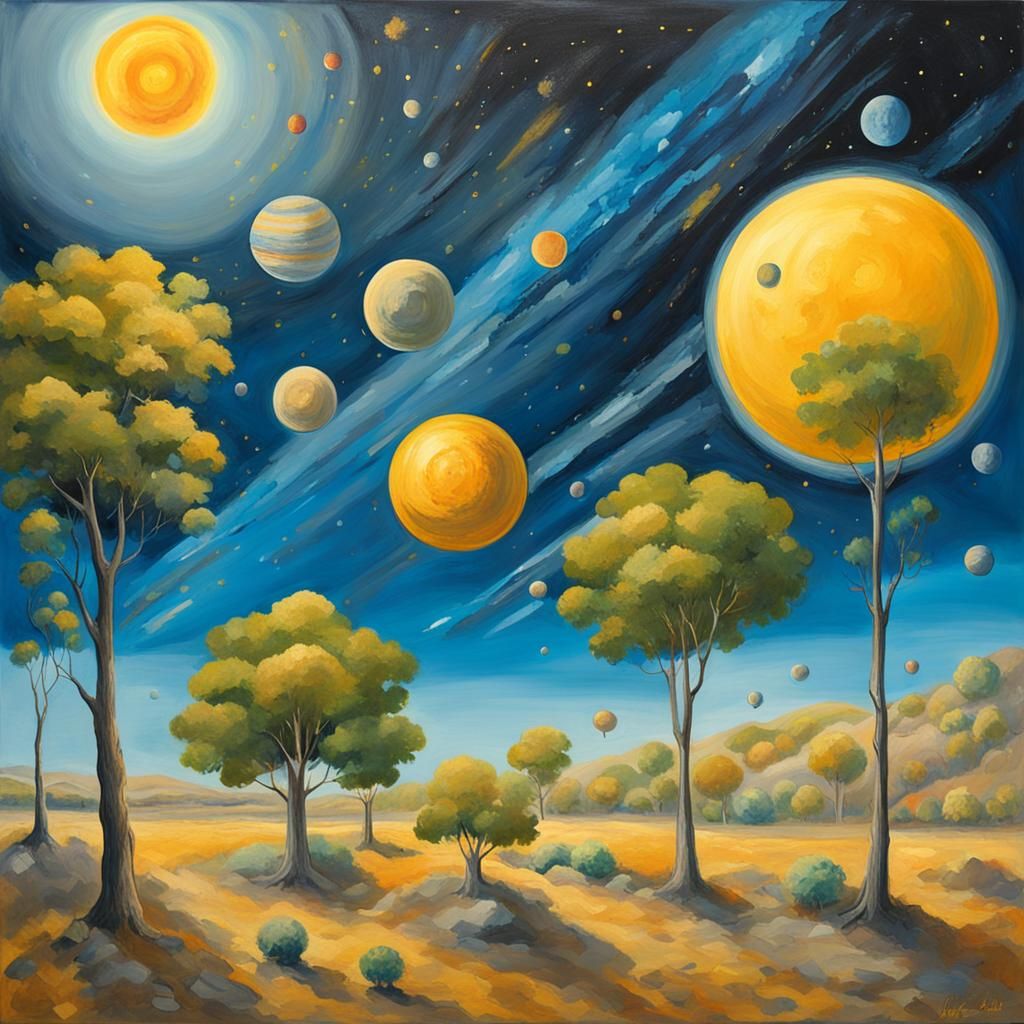 Surreal Planetary System in an Imaginary Sky