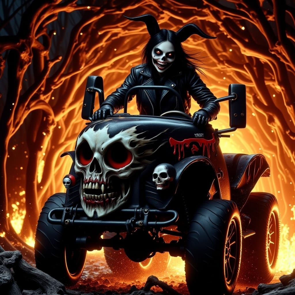 Dark, Cyberpunk Vampire Girl Speeds Through Apocalyptic Tunn...