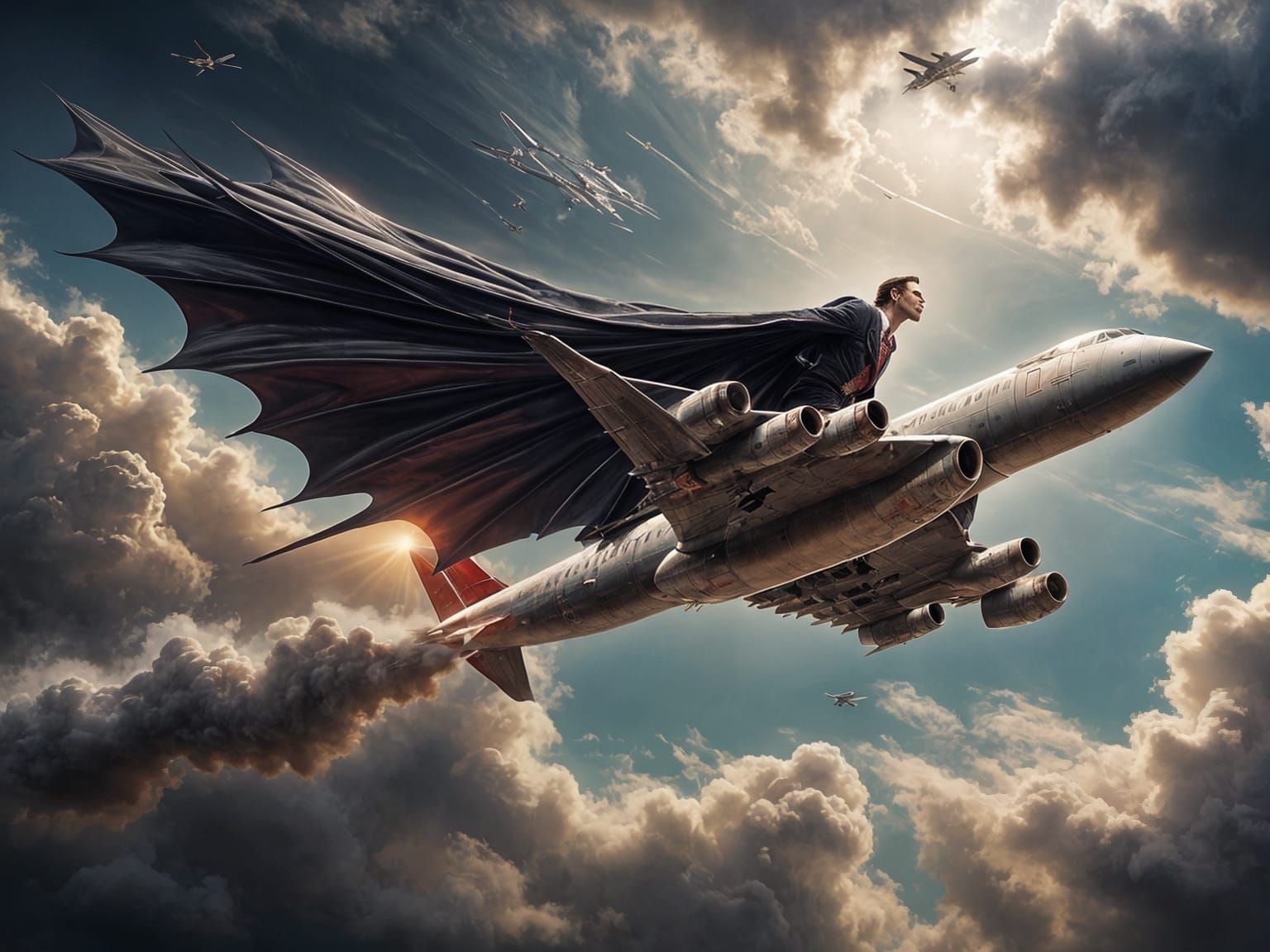 Dracula Dives into Skies, Capturing a Falling Airliner in a...