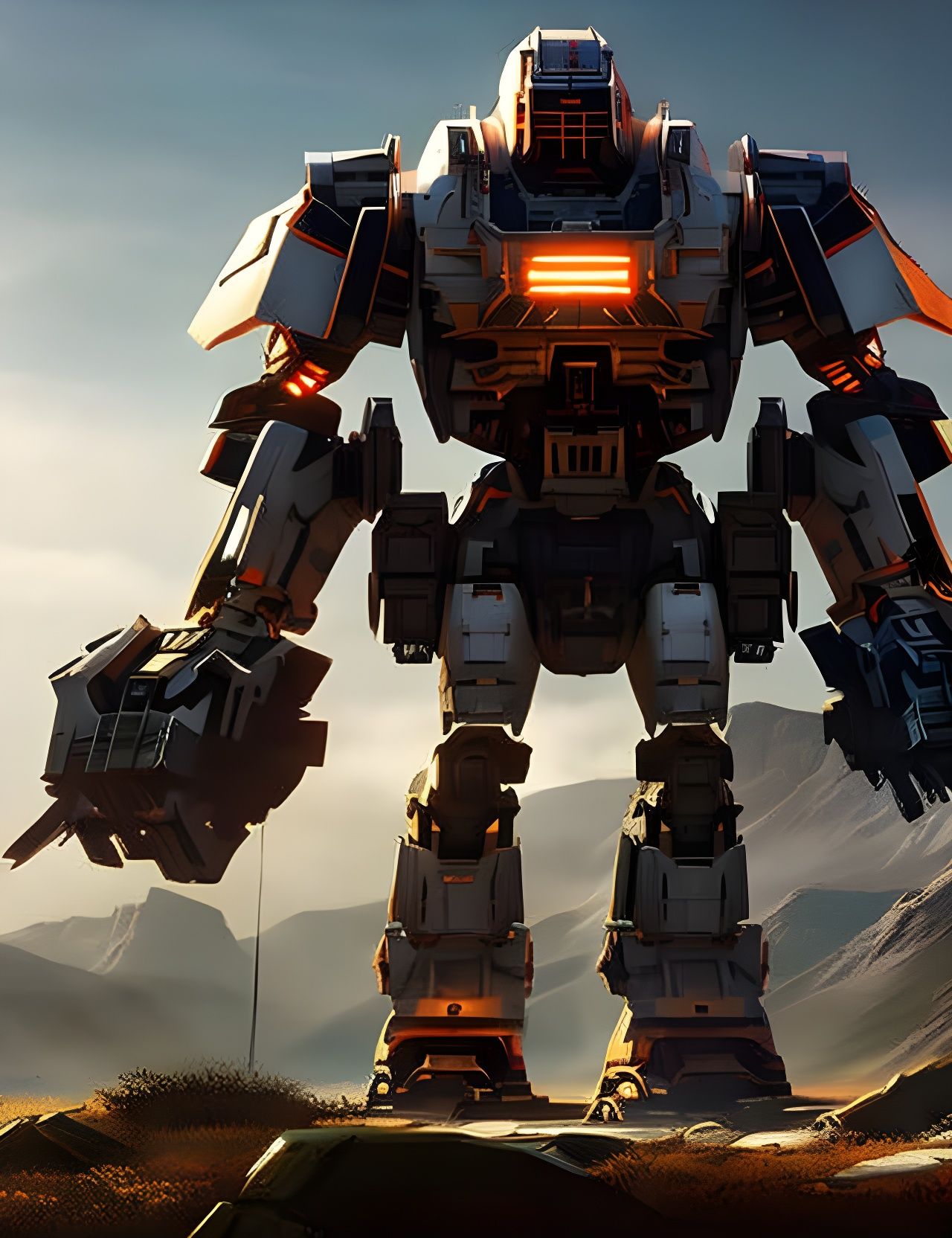 Hyperrealistic Battletech Mechwarrior with Rocket Launchers