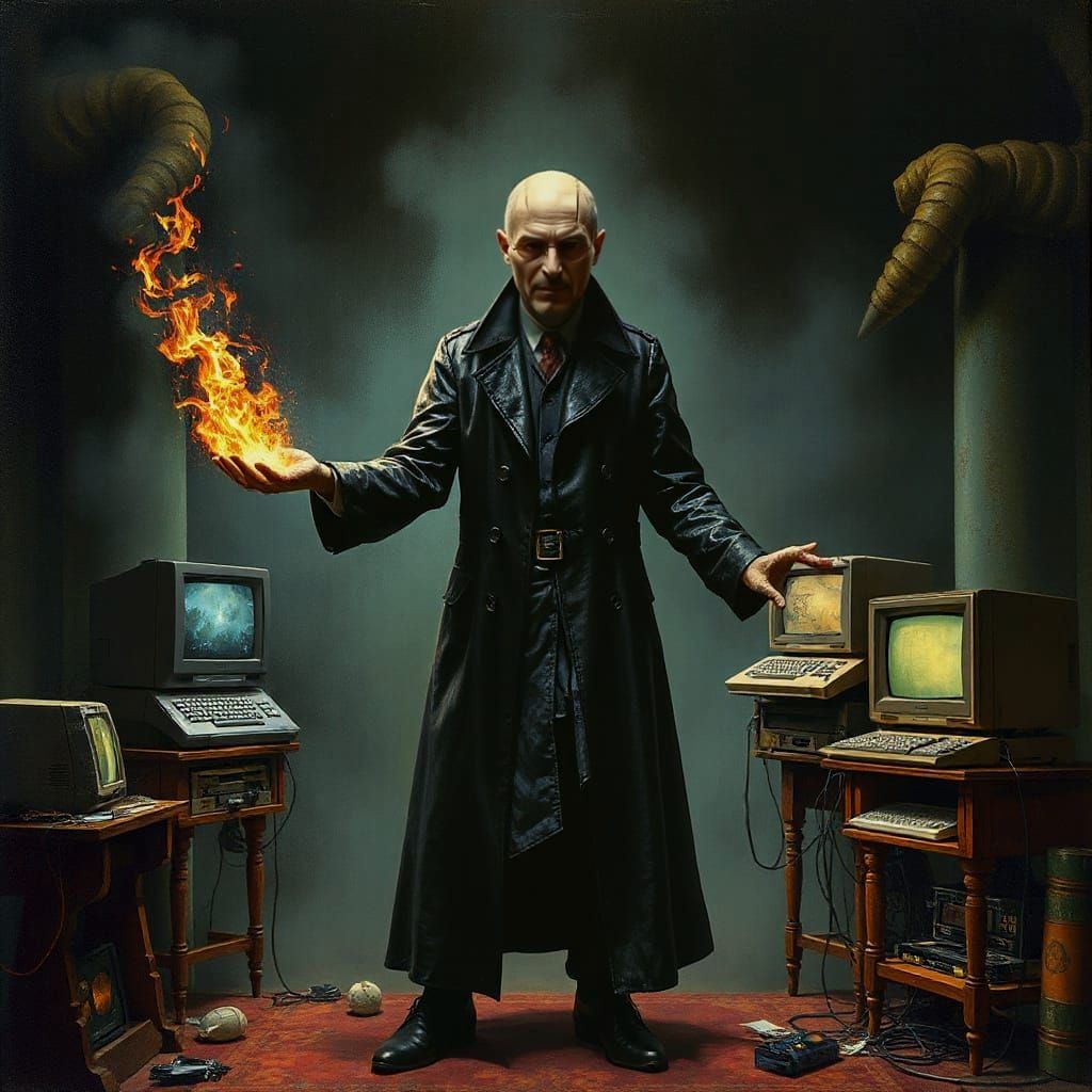 Computer Wizard Throws 8-Bit Computers, Giger Style