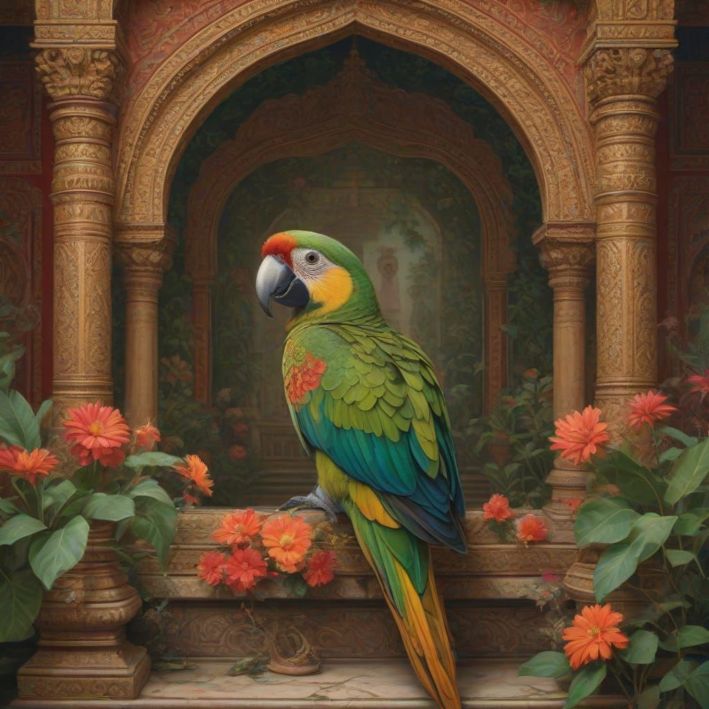 Sacred Temple Scene in Vibrant Indian Style