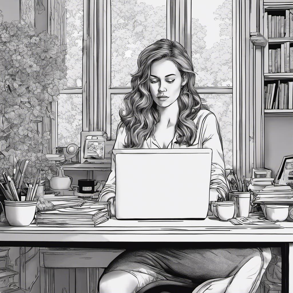 Line Art of Working Mom Coloring Page