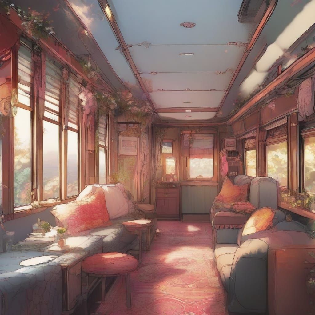 Luxurious Residential Train Carriage in Anime Style