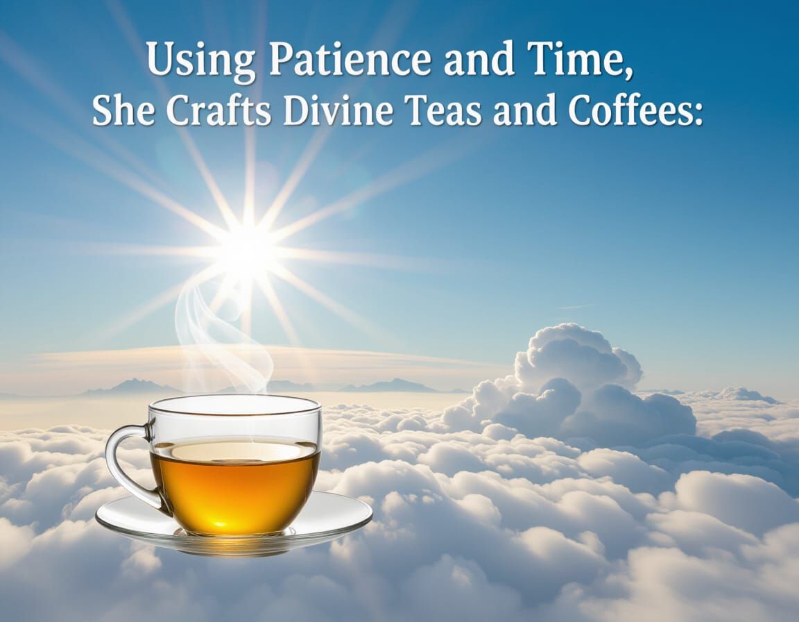 Woman Brewing Divine Teas and Coffees in Heavenly Light