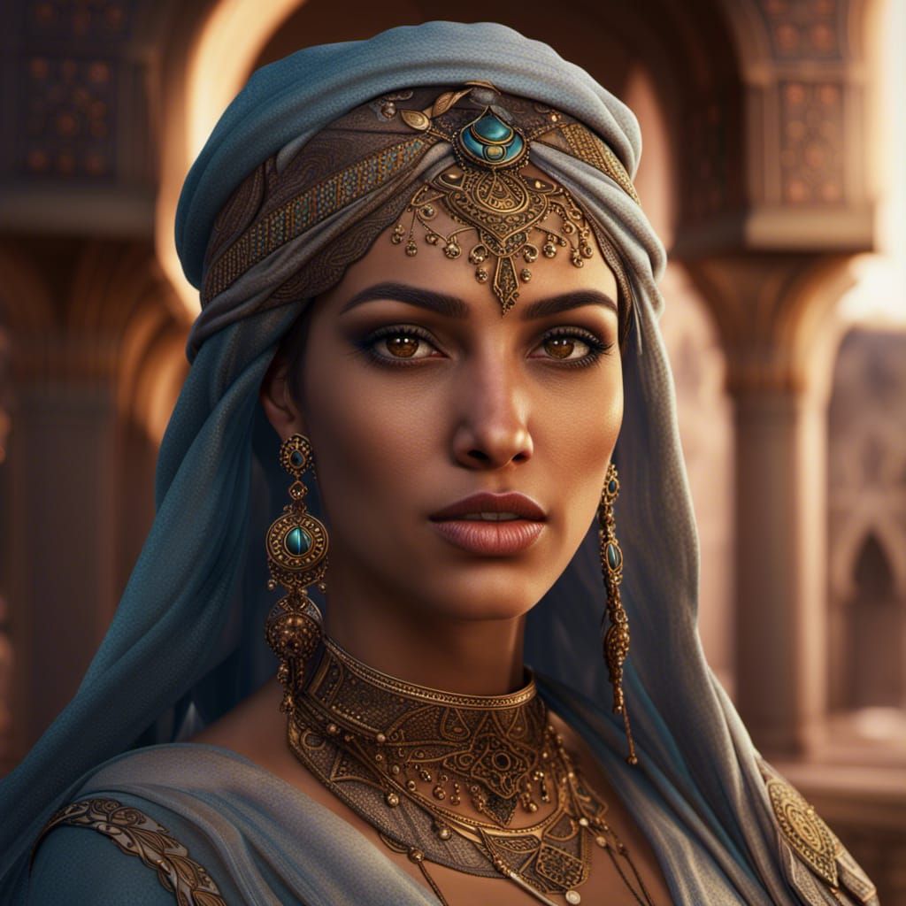 Arabian Sultana Portrait in Detailed Matte Painting