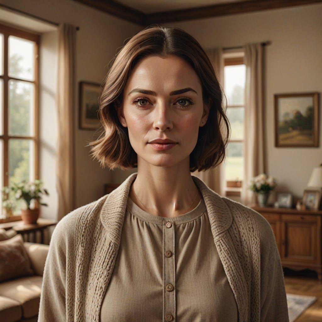 Polish Housewife in Gentle Everyday Attire