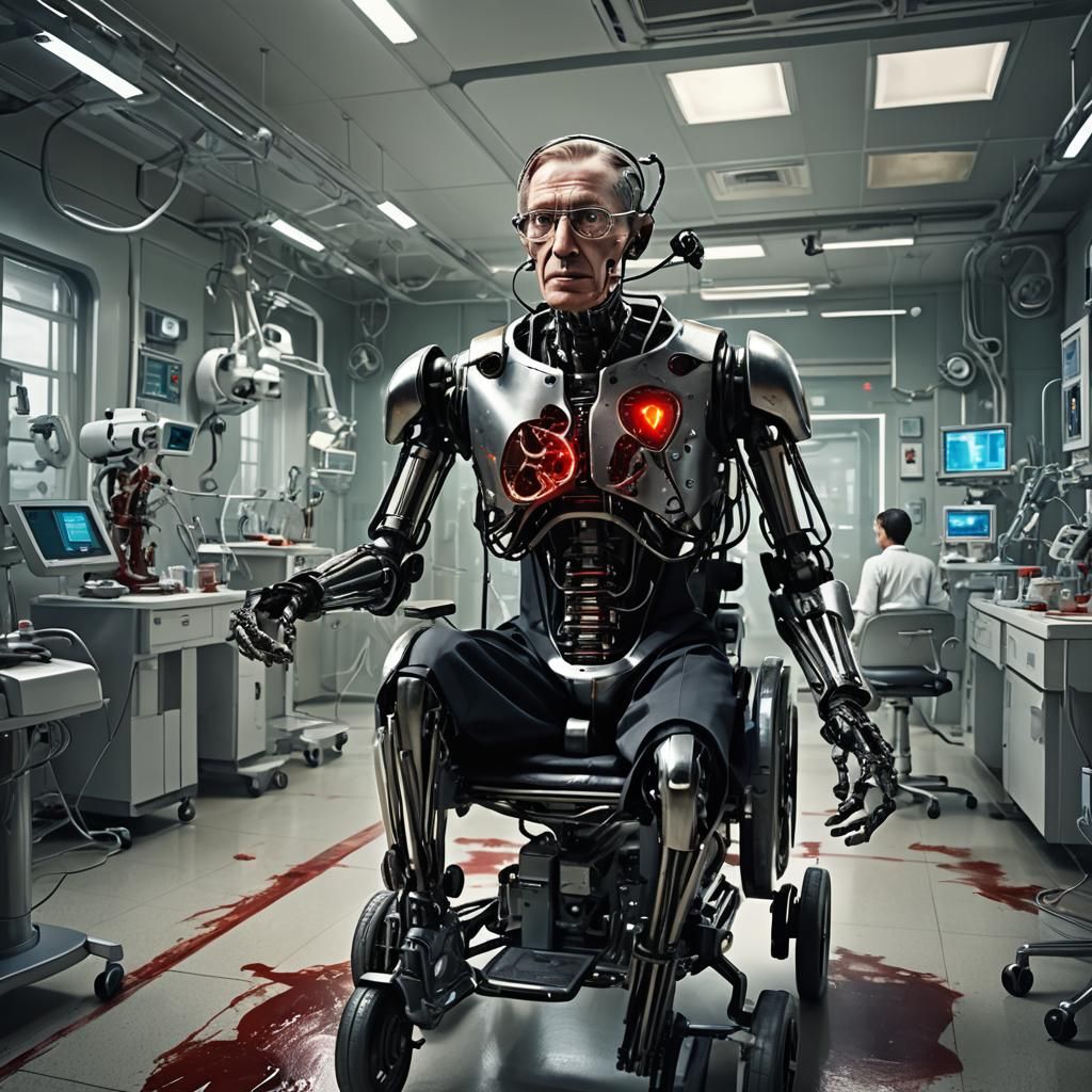 Futuristic Robot Hawking in Hospital: Concept Art