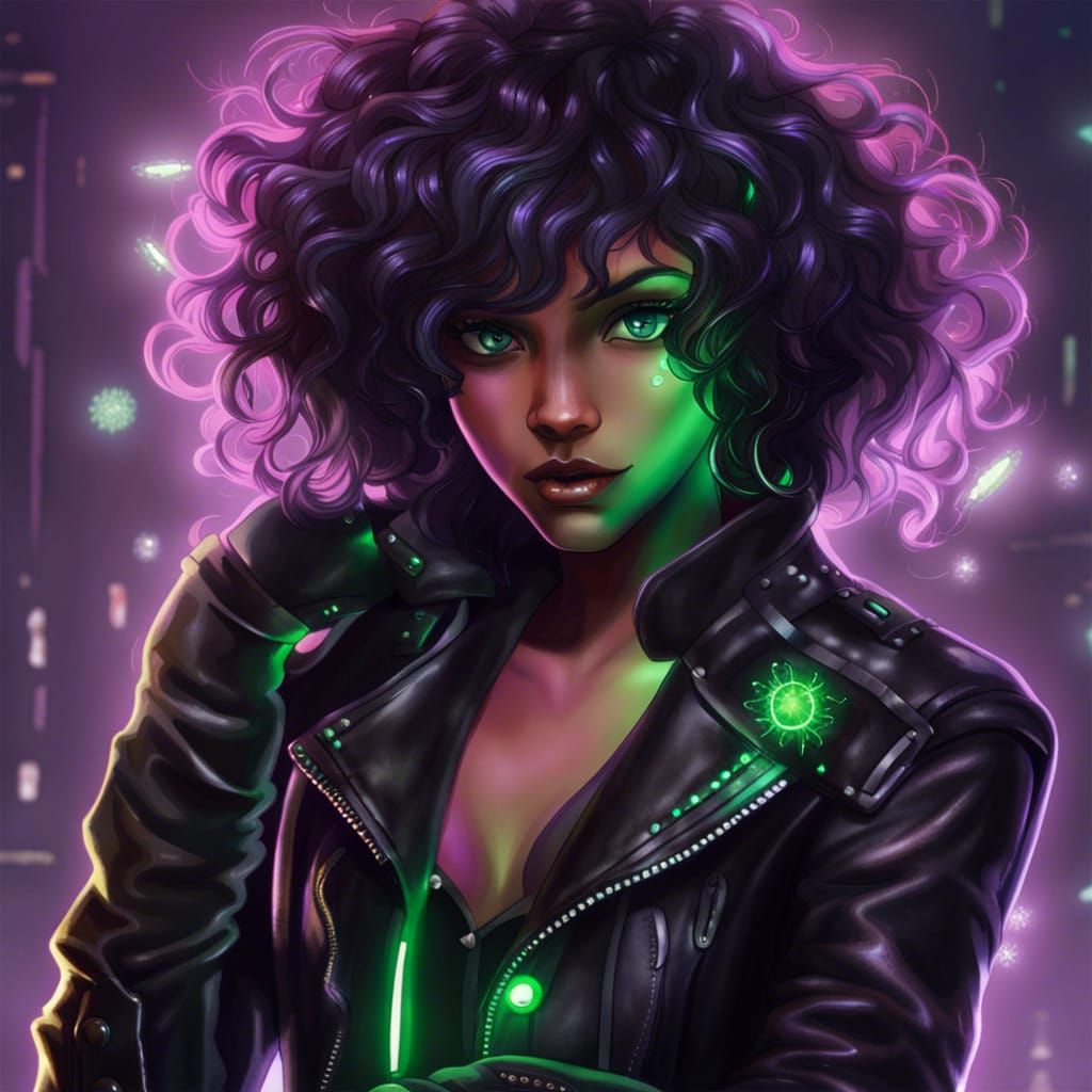 Glowing Cyberpunk Figure in Comic Book Art Style