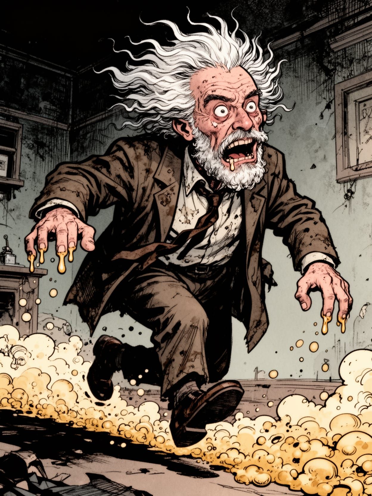 Grotesque Professor in 1990s Comic Style