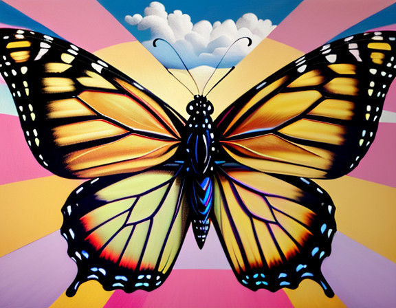 Surreal Oil Painting of Vibrant Butterflies in a Giant Pasca...