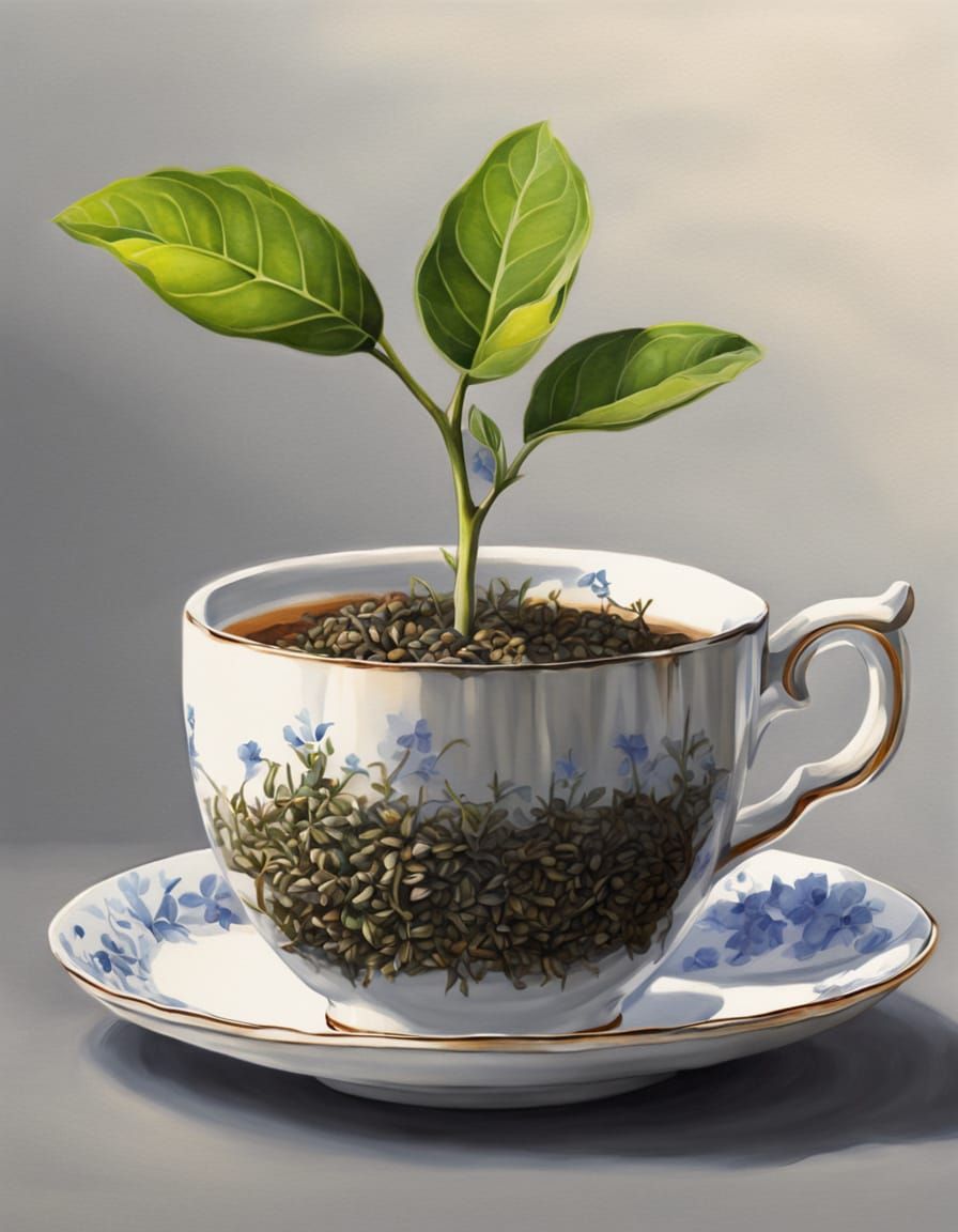 Serene Greenhouse Bloom in a Tea Cup