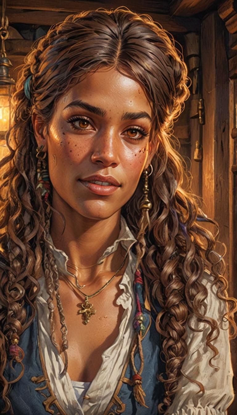 Fantasy Tavern Waitress with Pirate Hairstyle