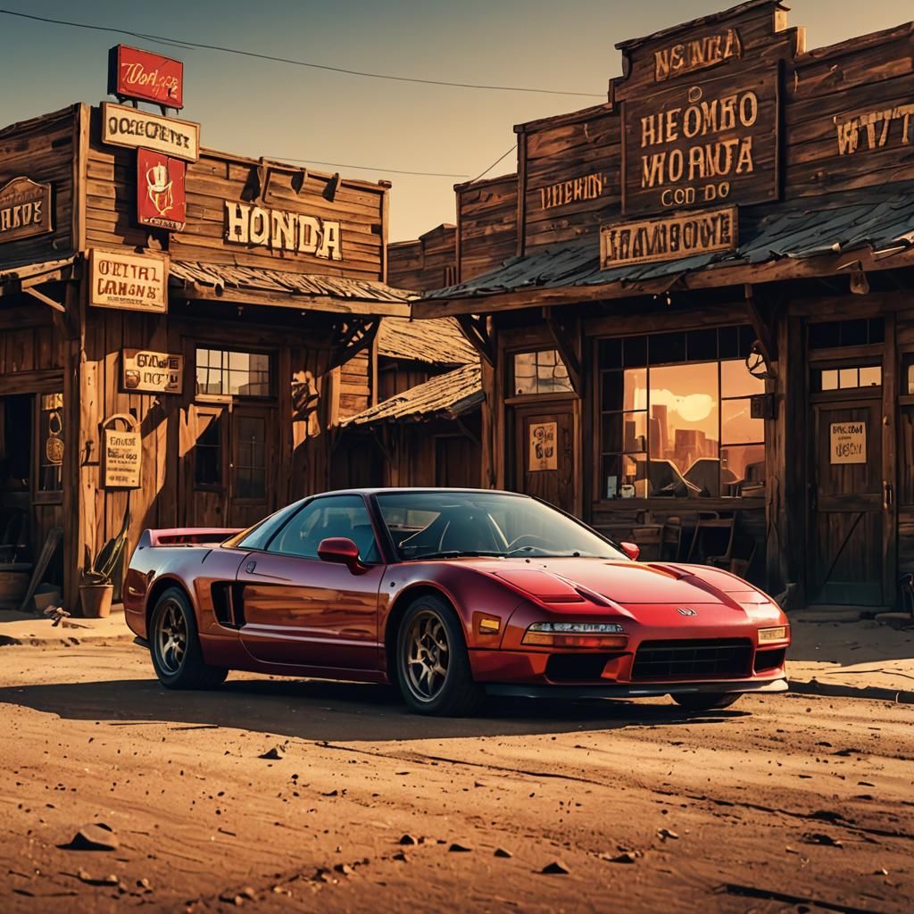 Honda NSX in Old West Town: Desert Sunset Concept Art