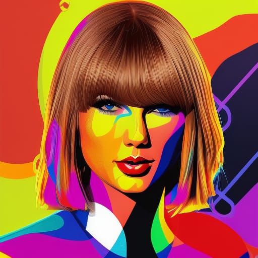 Taylor Swift in Vibrant Retro Anime Pop Art