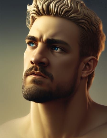 Roman Gladiator Portrait in Comic Book Art Style