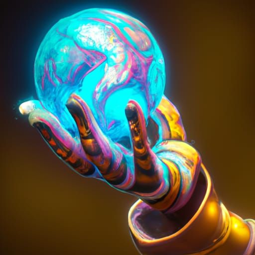 Glowing Orb in Hand: Digital Art Style