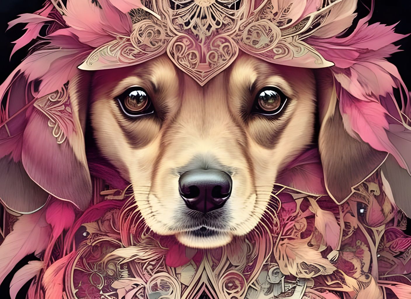 Cute Puppy Portrait with Shiny Aura in Cartoon Style