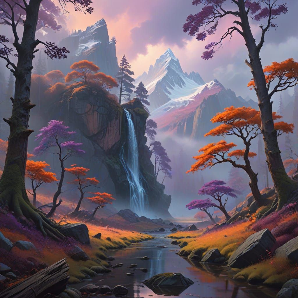 Ethereal Aurora Forest in Vibrant Hues, Inspired by Fantasy ...