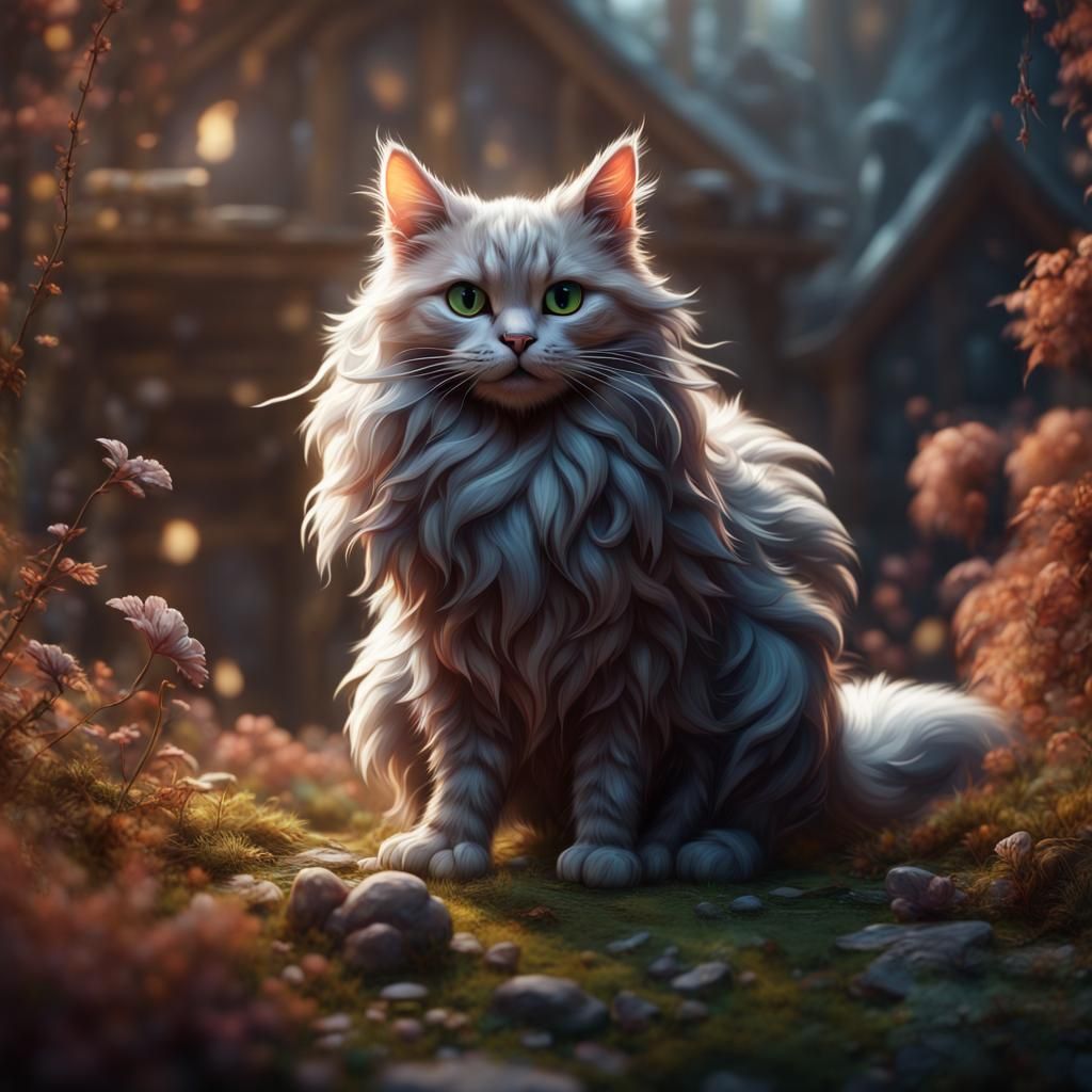 Fluffy Tailed Cat Fantasy Concept Art