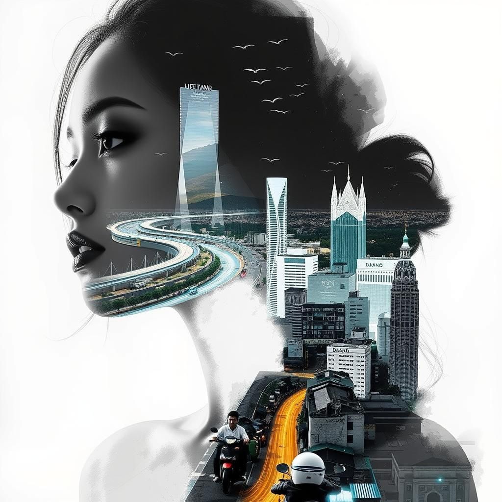 Vietnamese Model in Danang: Double Exposure Digital Art