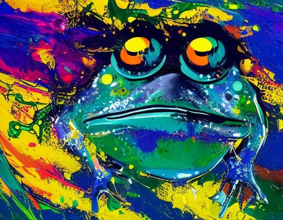 Anthropomorphic Frog Portrait in Expressionist Style