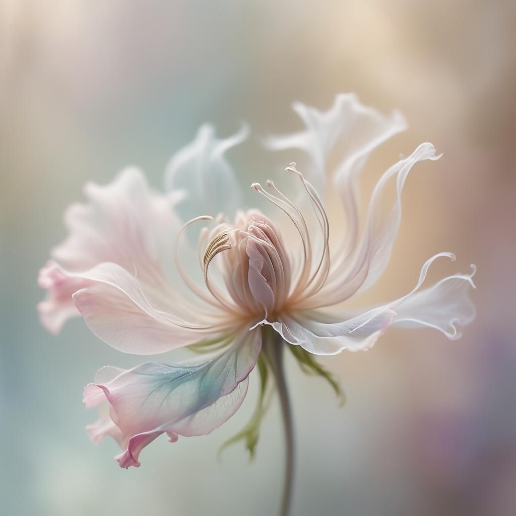 Delicate Smoke Flower in Soft Surrealist Style