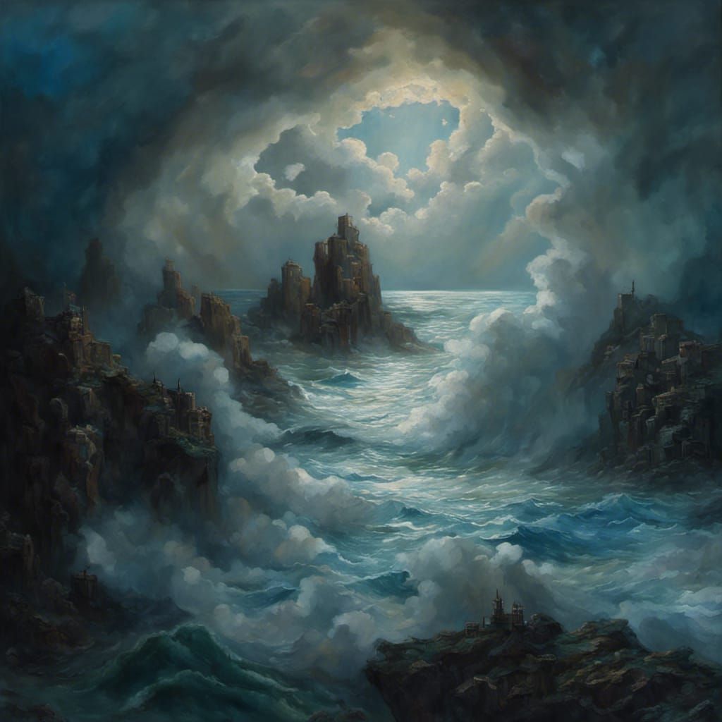 Moonlit Cliffs and Ocean Waves in Dreamlike Style