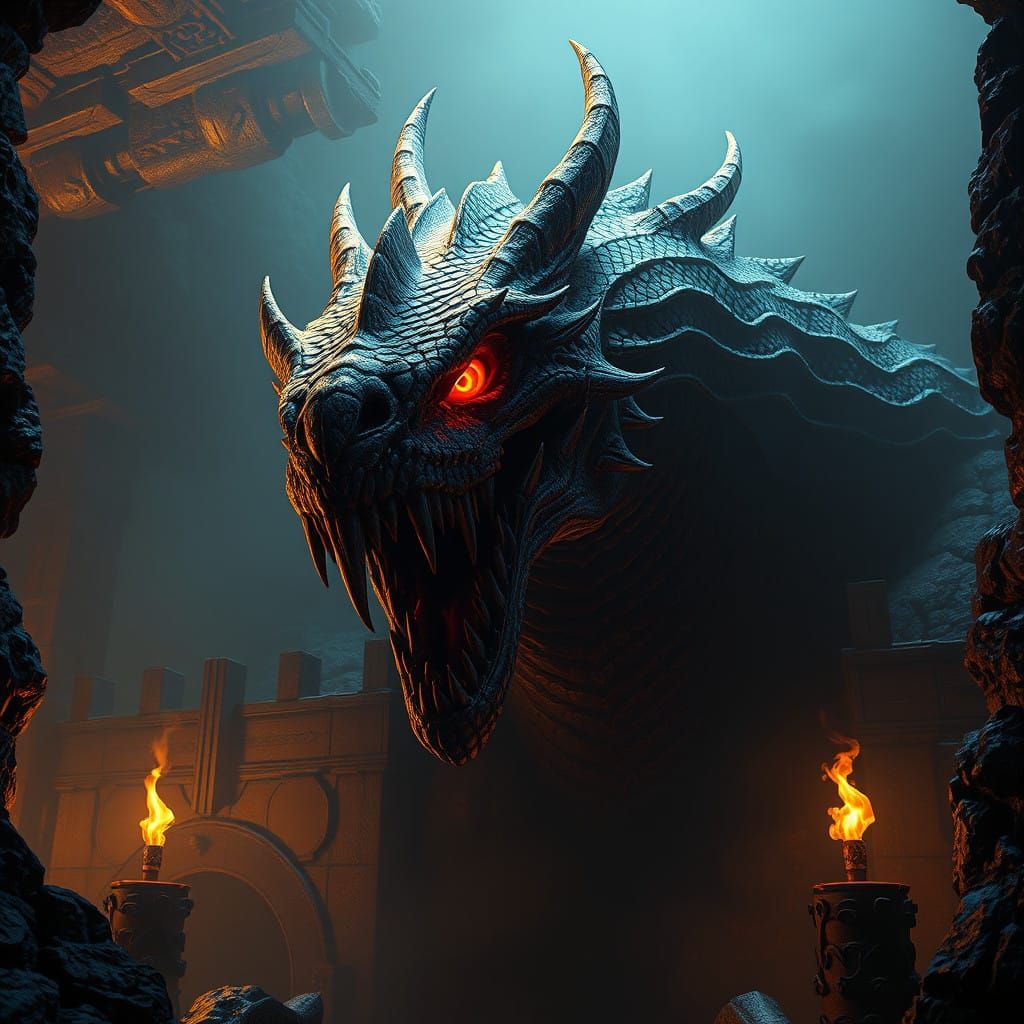 Balerion's Colossal Head Emerges from Dark Dungeon Lair in H...