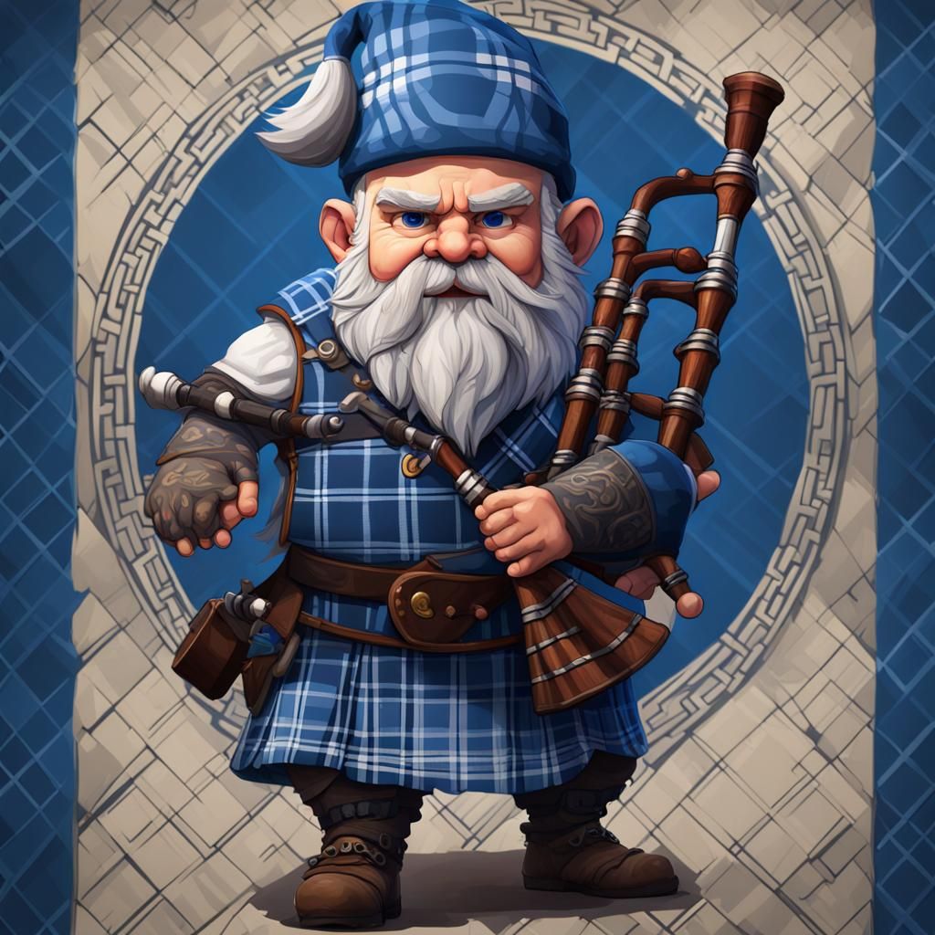 Chibi Dwarf Bagpiper with Celtic War Paint