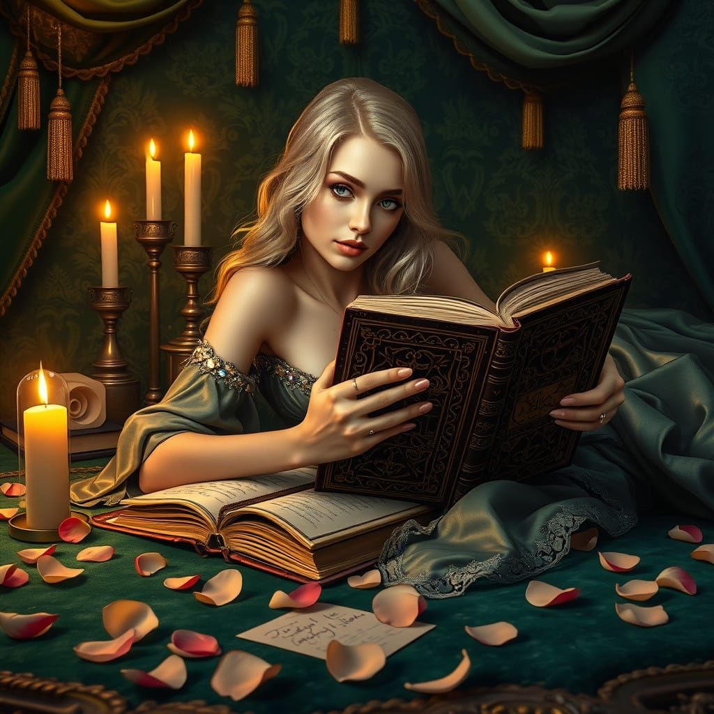 Ethereal Noblewoman in Opulent Baroque Setting