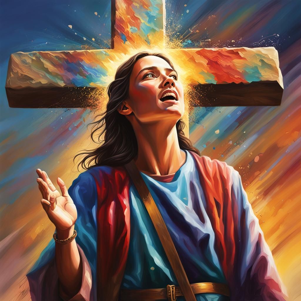 Woman Invoking Jesus: Splash Art Protection
