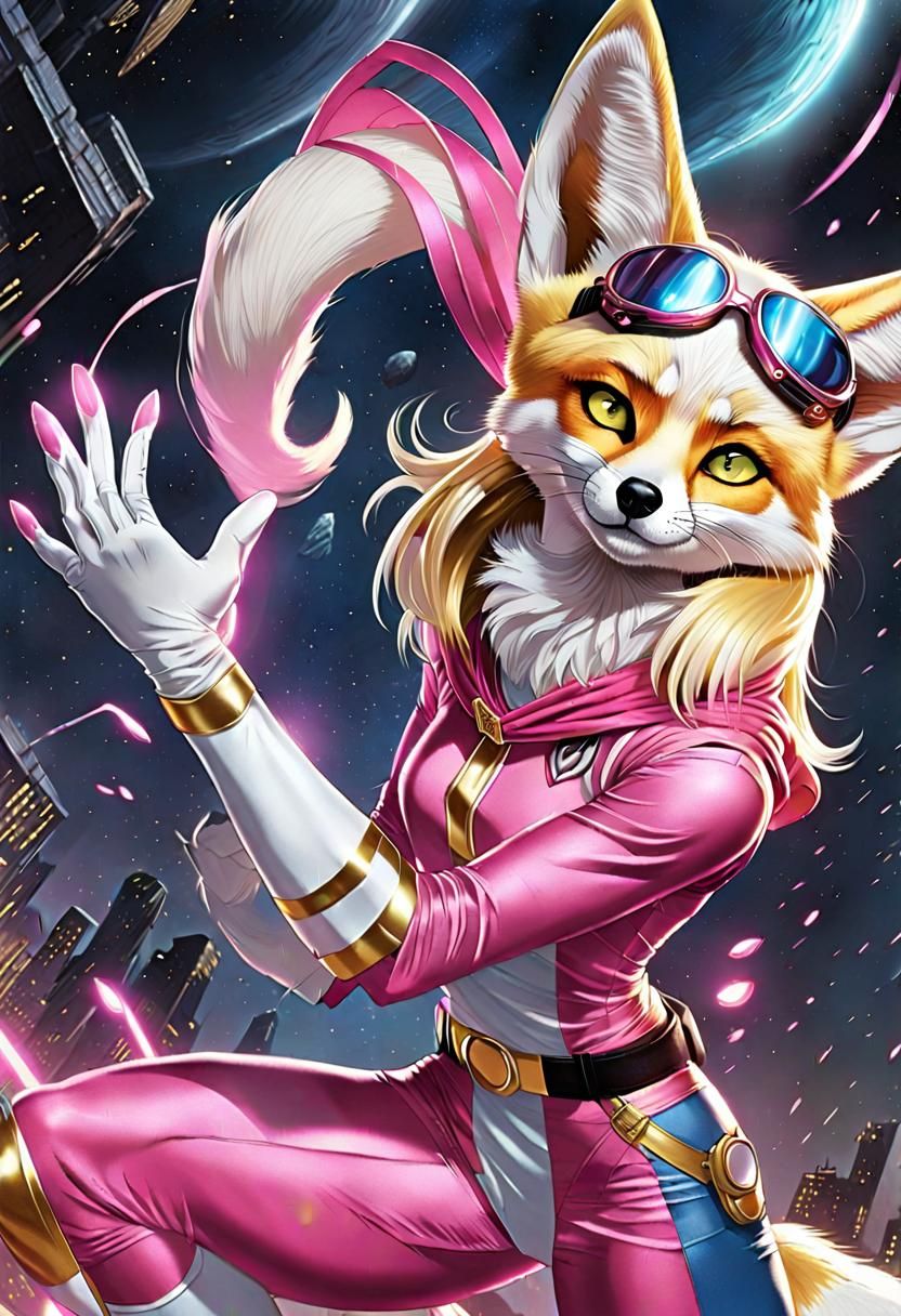 Fennec Fox Superhero in Comic Book Style