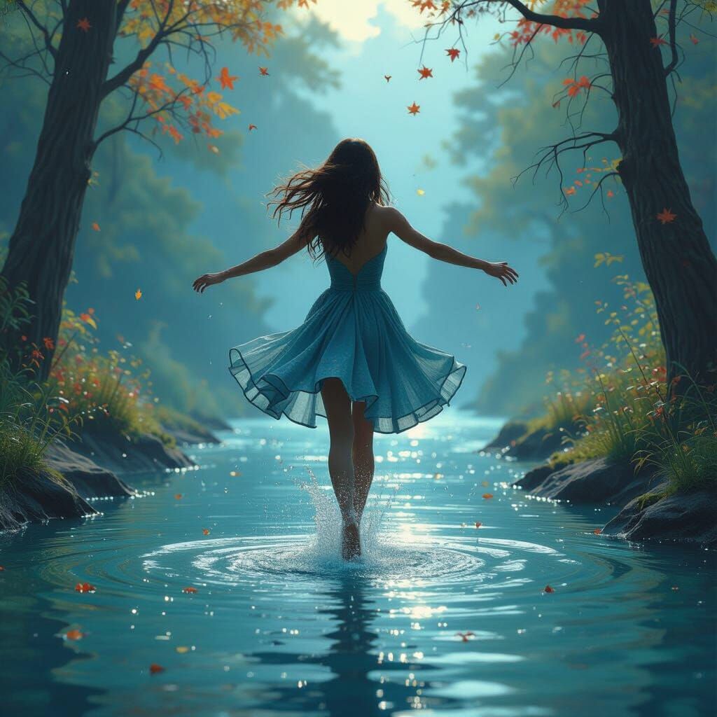 Luminescent Diamond Book in Autumn Landscape