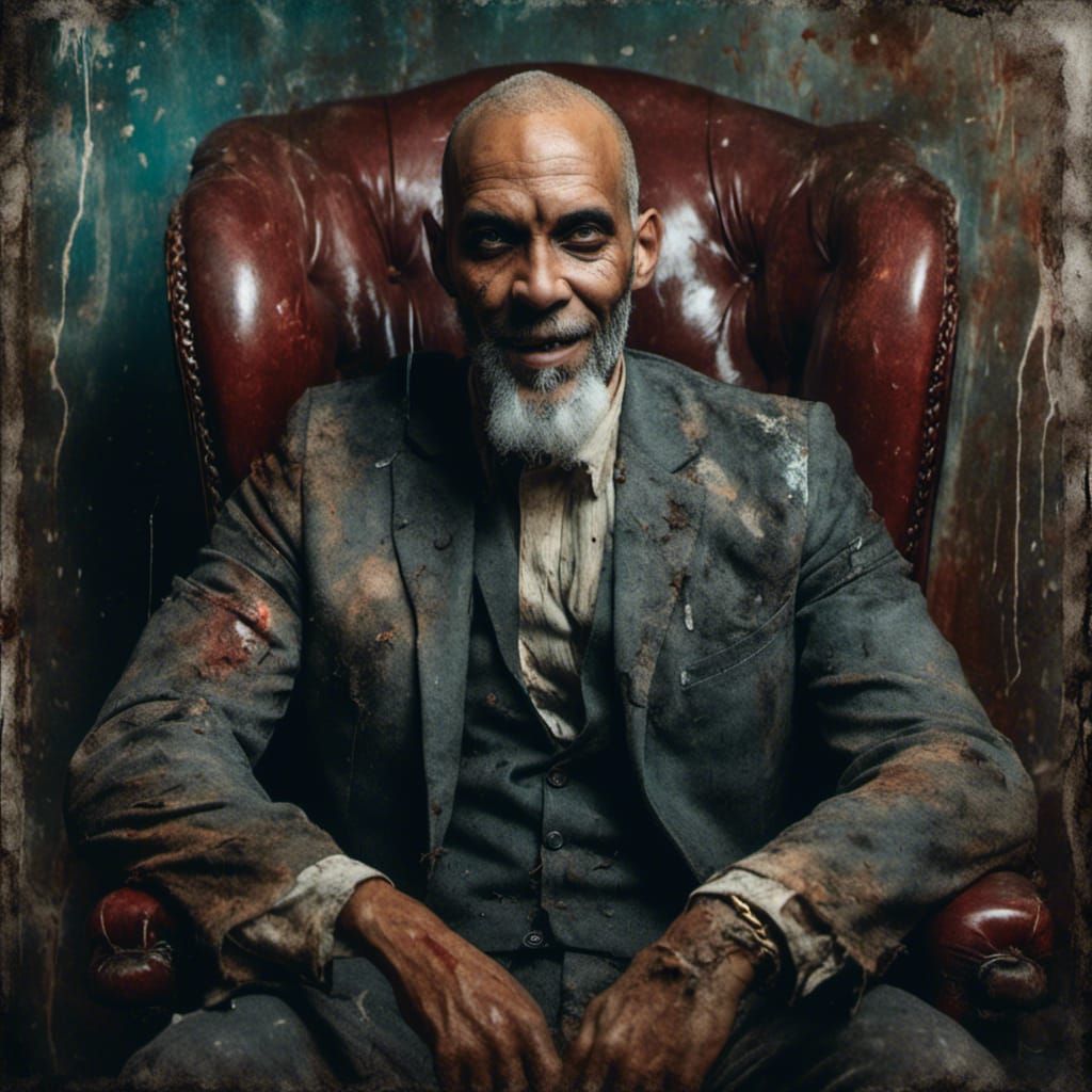 Hyperrealistic Portrait of a Bald Man with Grey Beard