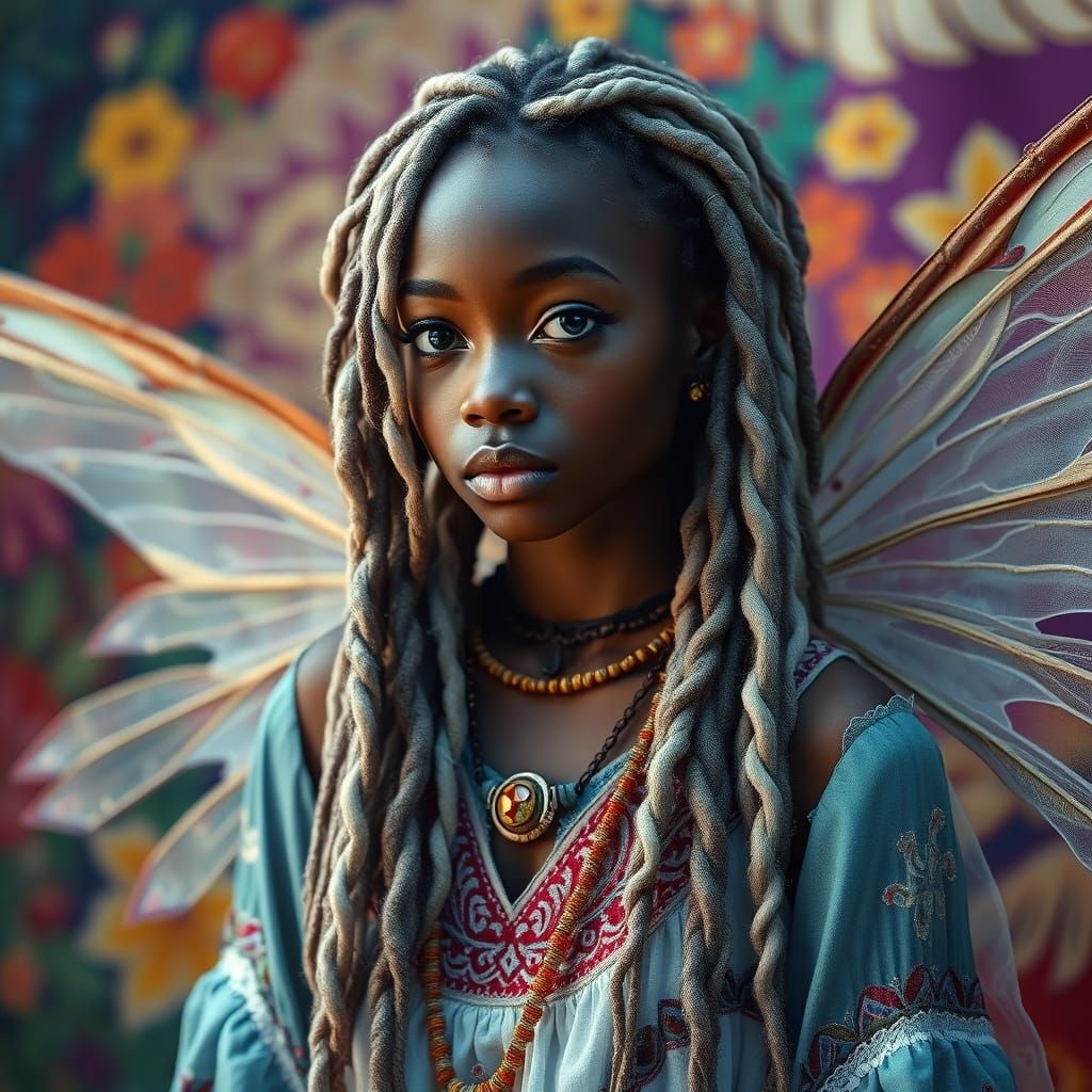 Whimsical Bohemian Fairy with Intricate Details