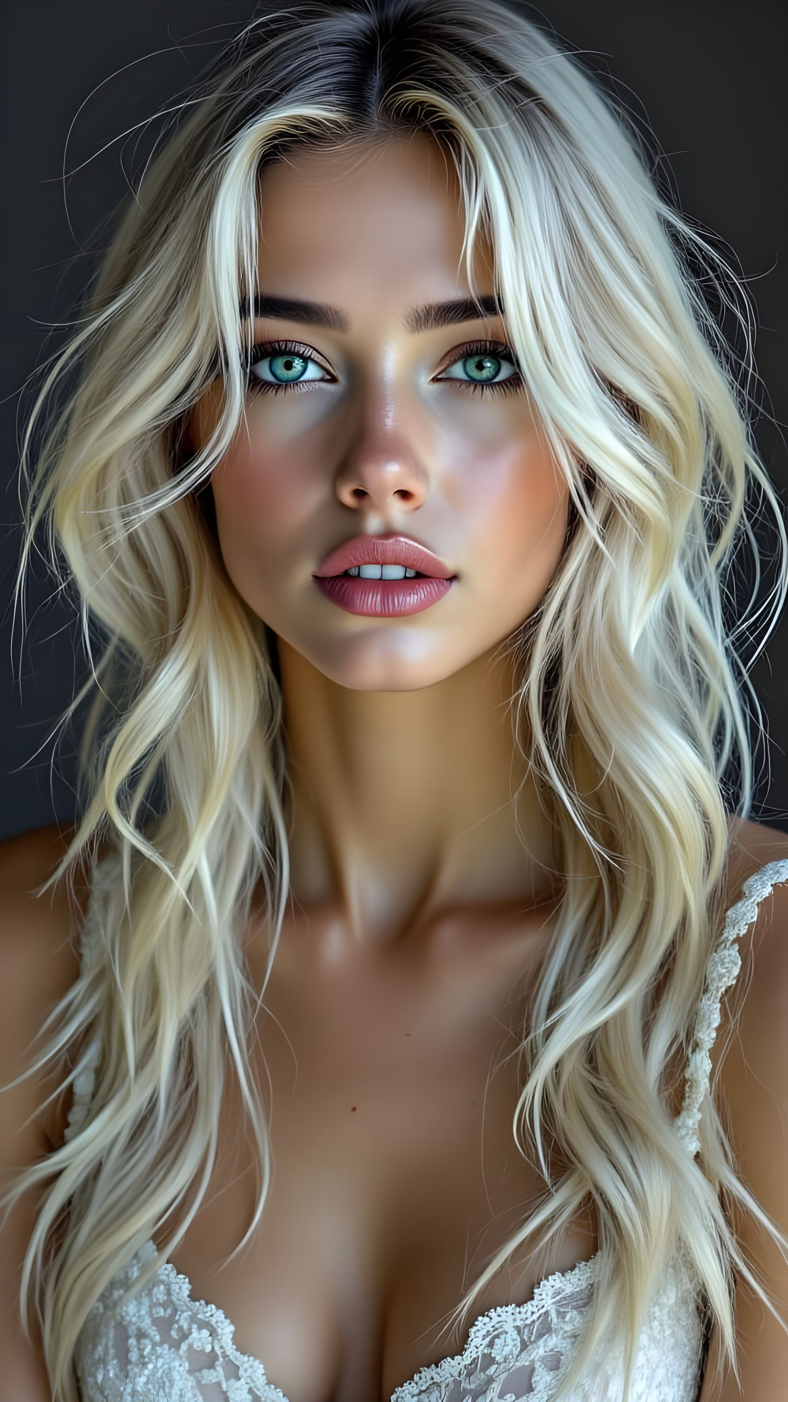 Ethereal Portrait of a Blonde Woman with Freckles