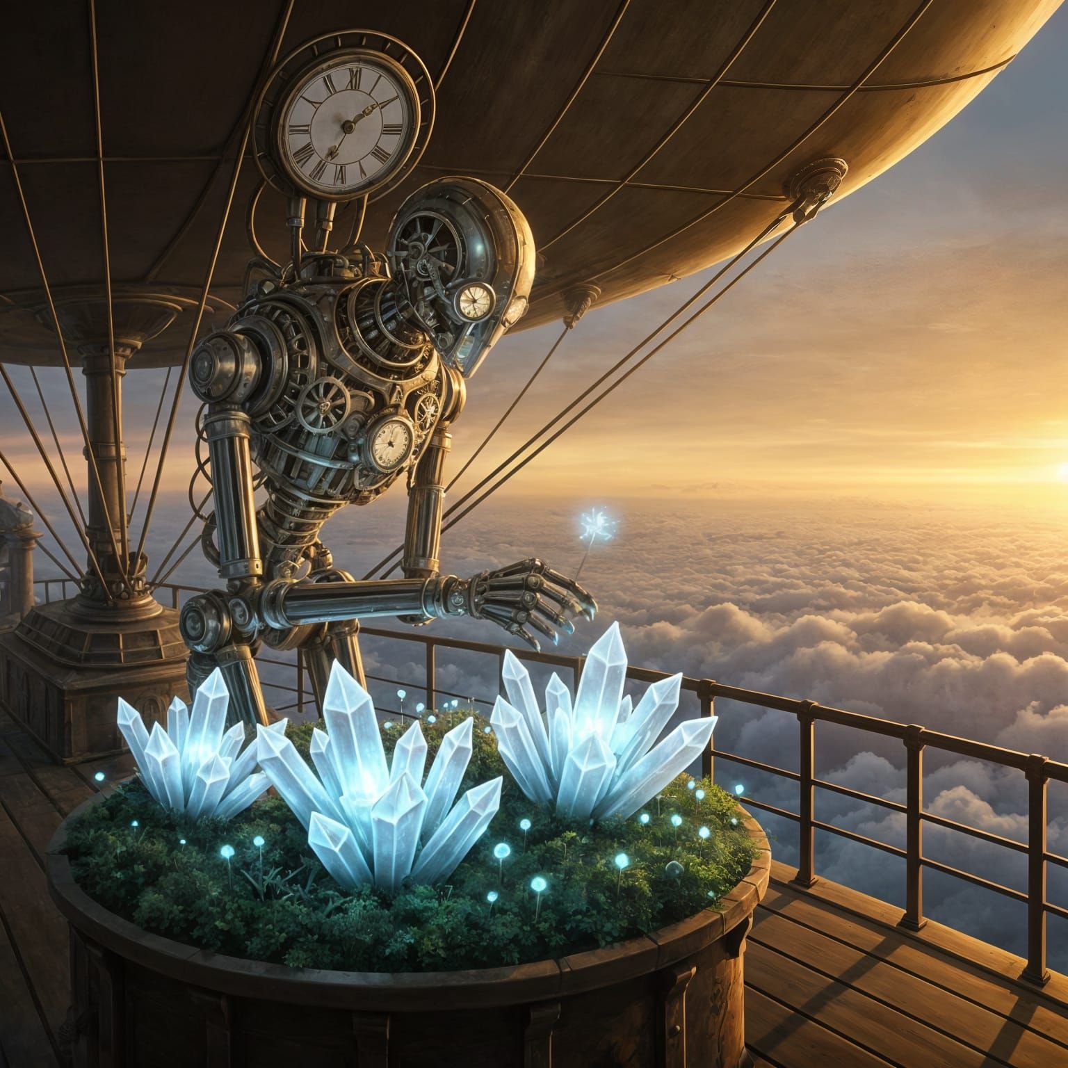 Clockwork Gardener on Steampunk Airship
